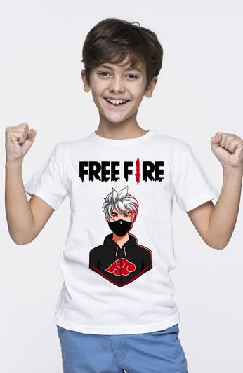 free fire tees Boys Graphic Print Polyester Regular T Shirt