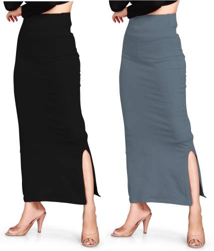 SCUBE DESIGNS Saree Shapewear Black & Grey (XL) Lycra Blend Petticoat