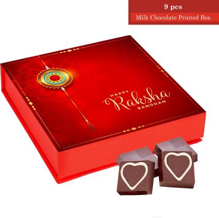 Chocoloony Red Happy Raksha Bandhan Chocolate Gift Box with Wishing Card for Brother, Rakhi Gift for Brother, Love You Bro Chocolate Gift Box Truffles