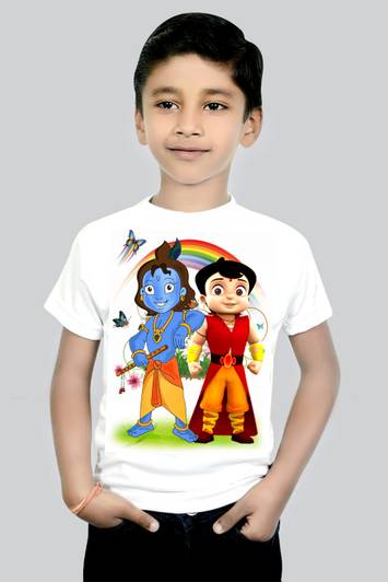 Riva Printography Boys & Girls Printed Cotton Blend Regular T Shirt