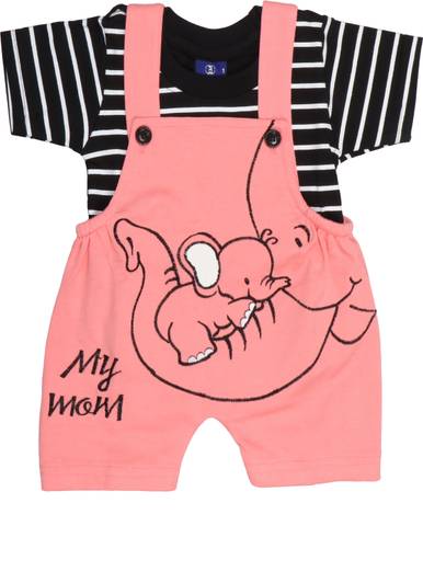 Roblefly Dungaree For Baby Boys & Baby Girls Casual Printed Pure Cotton