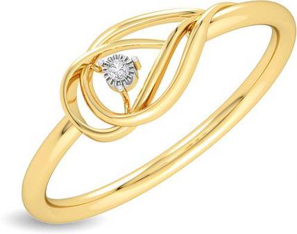 KISNA Real Diamond Gold Ring for Women 14kt Diamond Yellow Gold ring
