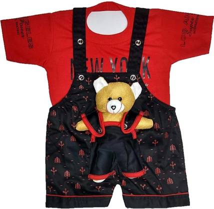 BUGSnDAFFY Boys & Girls Casual T-shirt Dungaree