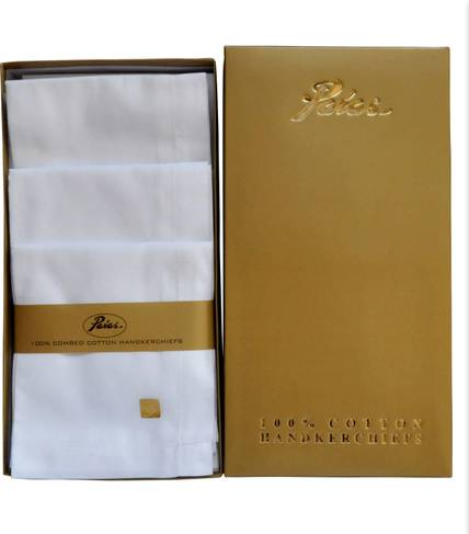 PARAS Men's 100% Pure Combed Cotton White Malmal Handkerchief ["White"] Handkerchief