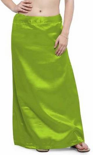 KAVYA DESIGNERS Parrot Green Pure Satin Petticoat Pure Silk, Pure Satin Petticoat