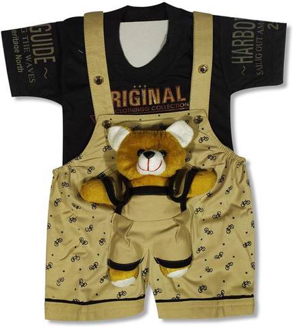 DRYSUN Dungaree For Baby Boys & Baby Girls Casual Printed, Applique Denim