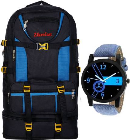 zikrefast Stylish tuff Quality trekking rucksack bag & ( 1 ) Stylish Watch Waterproof Multipurpose Bag