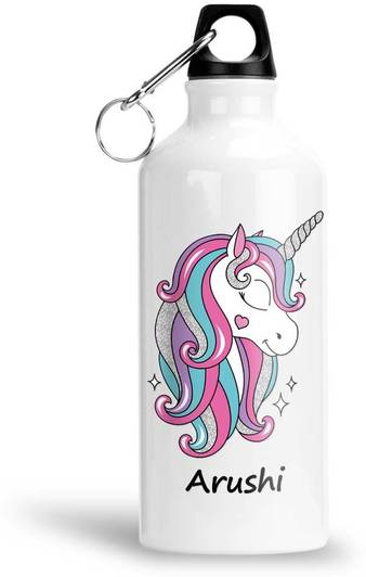 Furnish Fantasy Unicorn Aluminium Sipper Bottle - Best Happy Birthday Gift for kids, Name - Arushi 600 ml Aluminium Sipper