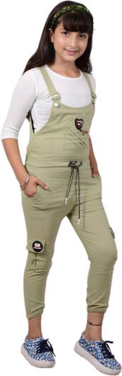 PERFECTPIVOT Dungaree For Girls Casual Solid Cotton Blend