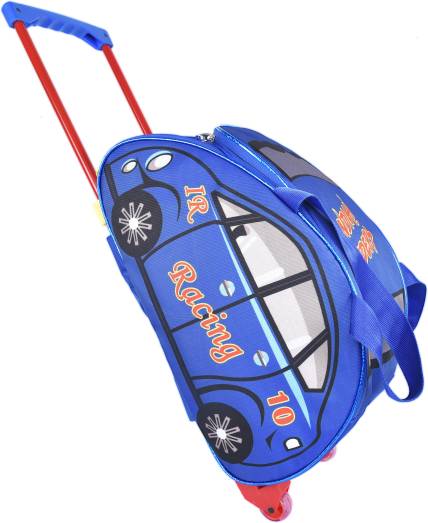 Indian Riders Racing Car Blue Kid's Trolley Bag Small Travel Bag - Small (Blue) (17 INCH) Waterproof Trolley