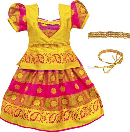 Amirtha Fashion Girls Lehenga Choli Ethnic Wear Self Design Lehenga Choli