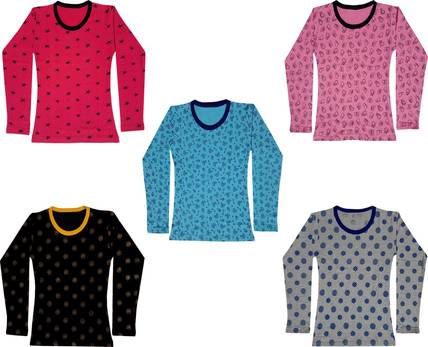 Indistar Girls Printed Pure Cotton Regular T Shirt