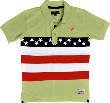 NUNUN Boys Striped Pure Cotton Regular T Shirt