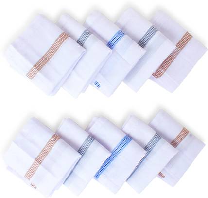 sasmas 1110 NO. WHITE BORDER 100% COTTON MENS GENTS HANDKERCHIEF ["White"] Handkerchief