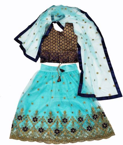 vansh creation Indi Girls Lehenga Choli Ethnic Wear Embroidered Lehenga, Choli and Dupatta Set