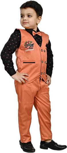 vkreation Boys Festive & Party Shirt, Waistcoat and Pant Set