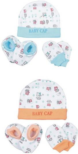 MEEOWMEE Baby Cap, Mitten & Booties Set