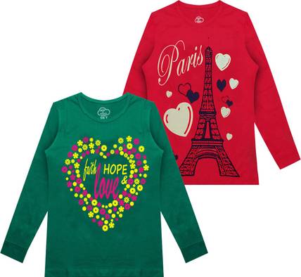 MIST N FOGG Girls Printed Cotton Blend Regular T Shirt