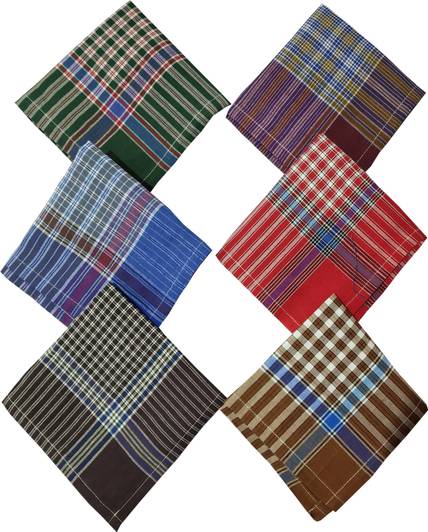 NIFTER MENS cotton check HANDKERCHIEF ["Multicolor"] Handkerchief (Pack of 6) ["Multicolor"] Handkerchief