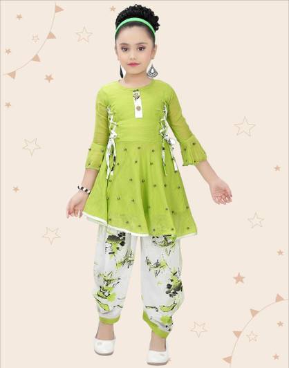 Kidotsav Girls Festive & Party, Wedding Kurta and Dhoti Pant Set