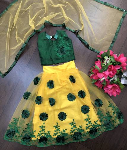 PMD Fashion Girls Lehenga Choli Ethnic Wear Embroidered Lehenga, Choli and Dupatta Set
