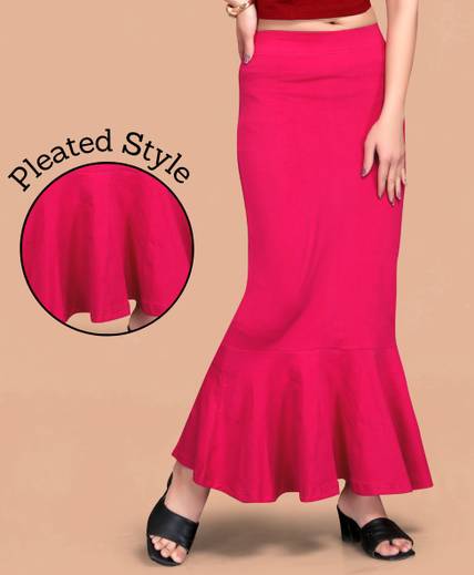SCUBE DESIGNS Pleated Saree Shapewear Silhoutte Pink (XL) Lycra Blend Petticoat