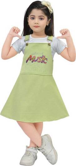 j s fashion Dungaree For Baby Girls Party Printed Cotton Blend