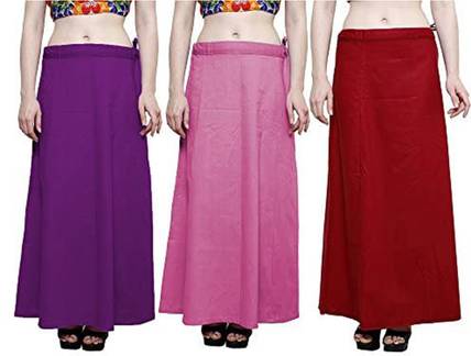 gosulbra fashion Saree Petticoat Pack of 3 ( Waist-40 inch, Length-37 inch) Pink, Purple, Maroon Cotton Blend Petticoat