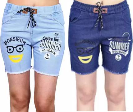 CK Collection Influent Short For Girls Casual Printed Denim