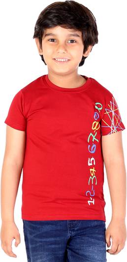 HOPZ Boys Typography Cotton Blend Regular T Shirt