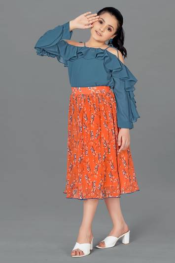 PROVOGUE Girls Party(Festive) Top Skirt