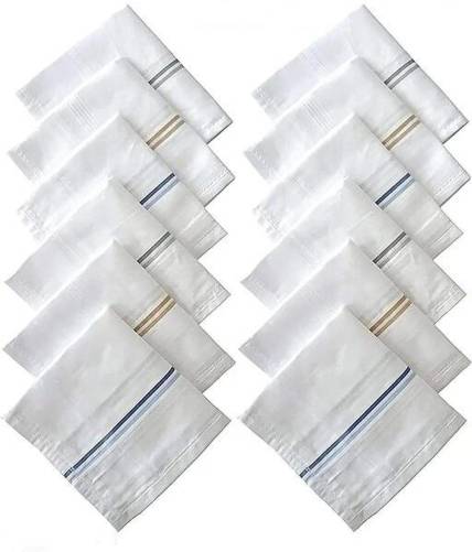 Gajansh Cotton Kind size, soft, handkerchief for men ["White"] Handkerchief