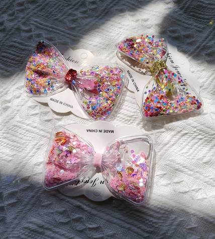 GRACIOUS MART Glitter Shaker Stylist fancy Oversize Easter Pastel confetti bow Pins Hair Pin