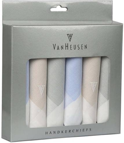 VAN HEUSEN Men's Cotton Pastel Handkerchief with Brand Logo (Pack of 6) ["Multicolor"] Handkerchief