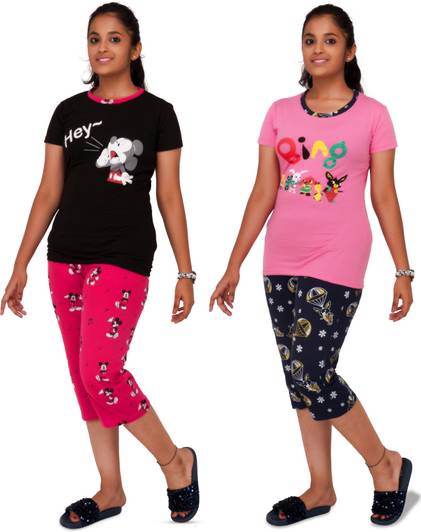 pink you Kids Nightwear Girls Printed Cotton Blend