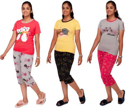 pink you Kids Nightwear Girls Graphic Print Cotton Blend