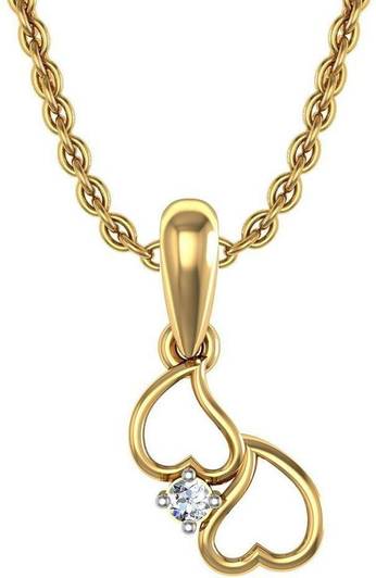 avsar Two Heart 18kt Diamond Yellow Gold Pendant