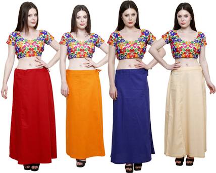 Pistaa Maroon, Orange, Purple and Light Beige Cotton Blend Petticoat