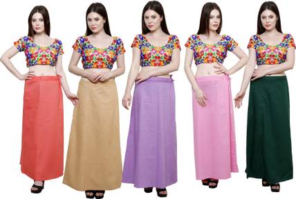 Pistaa Peach, Skin, Levender, Pastle Pink and Dark Green Cotton Blend Petticoat