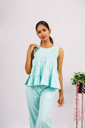 Darjja Top Regular Shorts Western Set