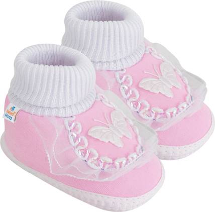 Neska Moda 3 To 12 Months Baby Boys & Baby Girls Cute Cotton Pre-Walker Butterfly Frill Booties