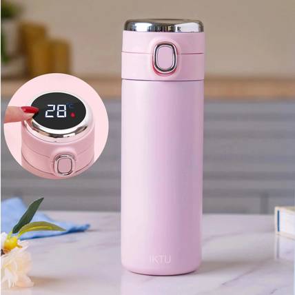 Iktu Vacuum Insulated Water Bottle LED Temperature Display SUS304 Stainless Steel Flask 420 ml Steel Flask