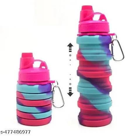 wagela Expandable Silicone Sipper Water Bottle For Kids For Sports Trekking Cycling 500 ml Silicone Bottle