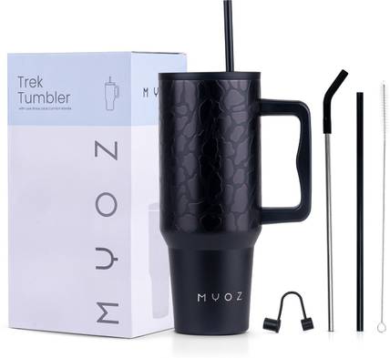 MYOZ Stainless Steel Vacuum Double Insulated Tumbler with Lid, Cap, Handle & Straw 1200 ml Steel Bottle