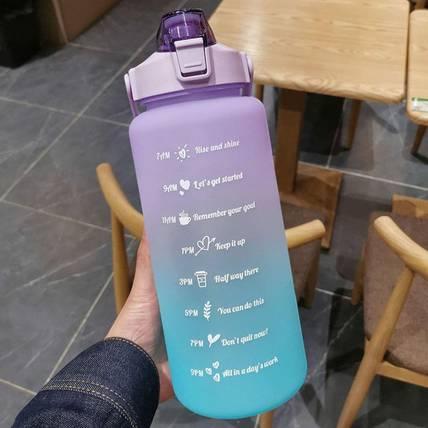 heet Sipper Water Bottle 2 Liter with Motivational Time Marker Non-Toxic Water Bottle 2000 ml Plastic Shaker