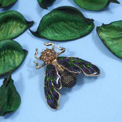 Adorn Meenakari Bee Shaped Green colour Wedding Brooch Brooch