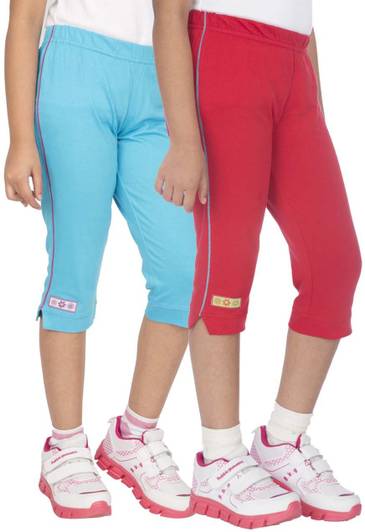 OCEAN RACE Capri For Girls Casual Self Design Cotton Blend