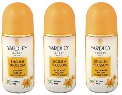 Yardley London English Blossom Deodorant Roll-On Alcohol Free 50ML Each (Pack of 3) Deodorant Roll-on  -  For Women
