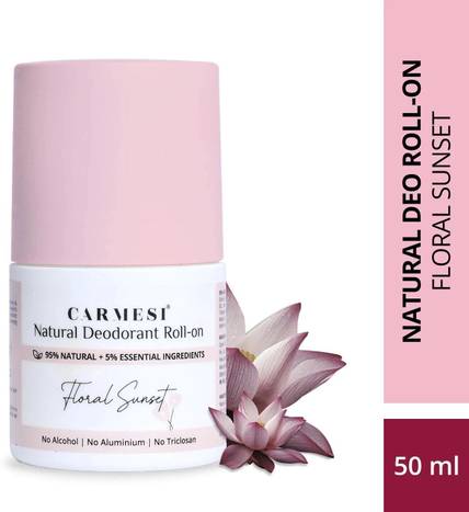 Carmesi Floral Sunset Natural Underarm Deodorant Roll On| No Alcohol or Aluminium Deodorant Roll-on  -  For Women