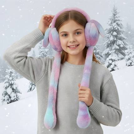 REFFER Cute jumping rabbit ear chuchu sound earmuffs for kids girls boys (7years&above) Ear Muff